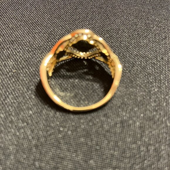 Stella Rose Fine Gold Plated Ring Size 7 Coral Clover Motif and CZ Accents - Picture 7 of 9